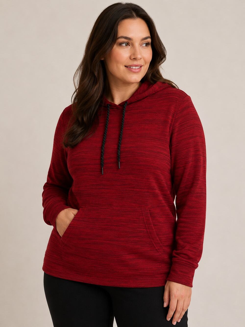 LR3701 Urban Pipeline Red Space Dye Hoodie Medium Long Sleeve Pullover Pocket
